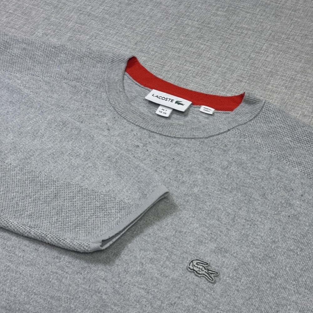 Lacoste Pullover Sweater Mens 2XL (7) Gray Crew Neck Logo Embroidered Croc